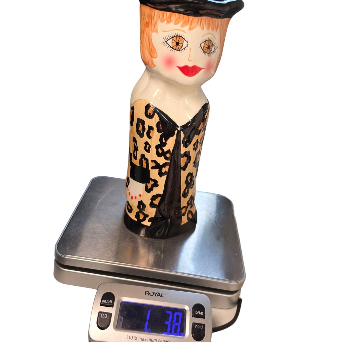 Vintage Bella Casa Ganz Francis Leopard Print Lady Head Vase Figurine 10 Inch
