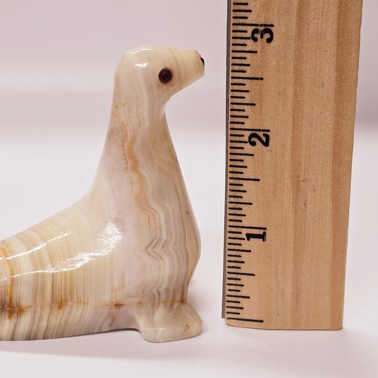 AS IS Hand Carved Onyx Seal Figurine, Vintage Sea Lion Natural Stone