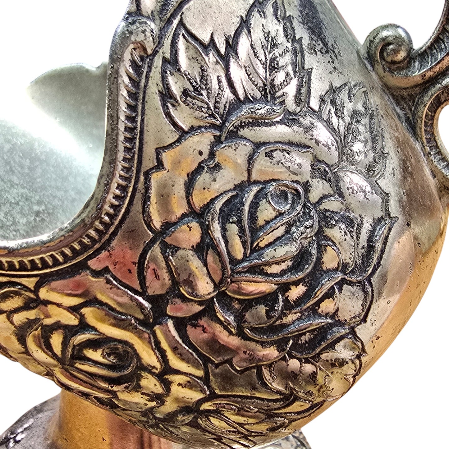 Silver Plate Sugar Scuttle Pretty Rose Pattern, No Scoop