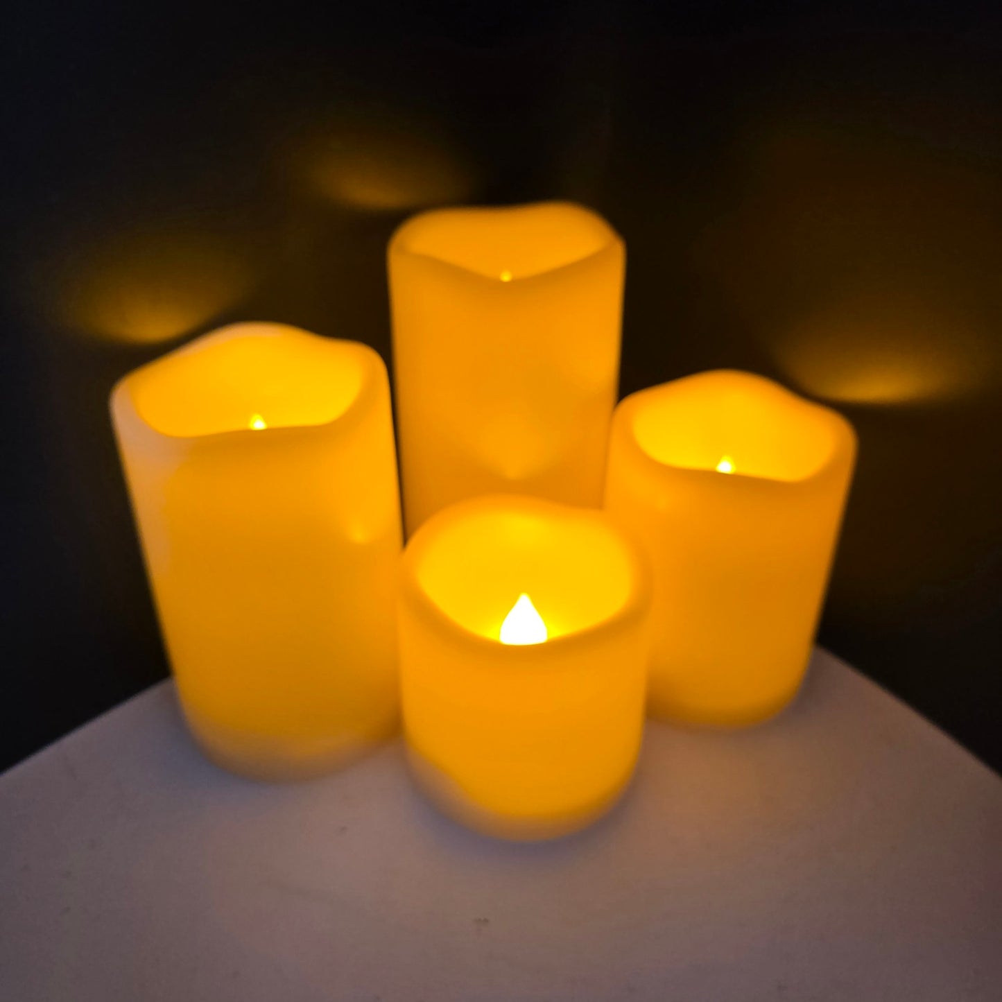 Flameless LED Candles Indoor Outdoor Plastic, Battery-Operated, Set of 4 Pillar