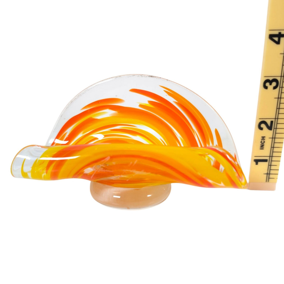 Signed James Hayes Art Glass Business Card Holder Hand Colorful Blown Desk Decor