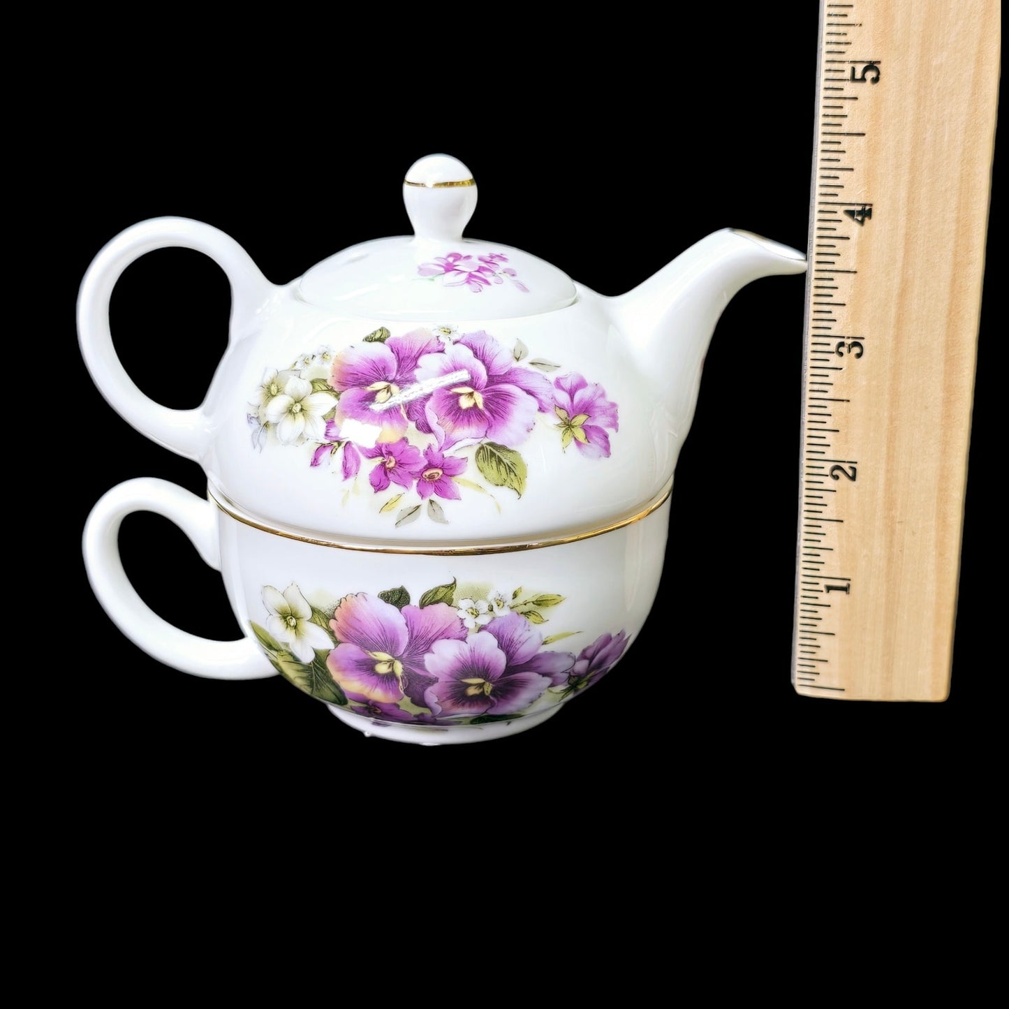 Vintage Dunn & Bennett England Tea-for-One, Stackable Teacup and Teapot DJB England