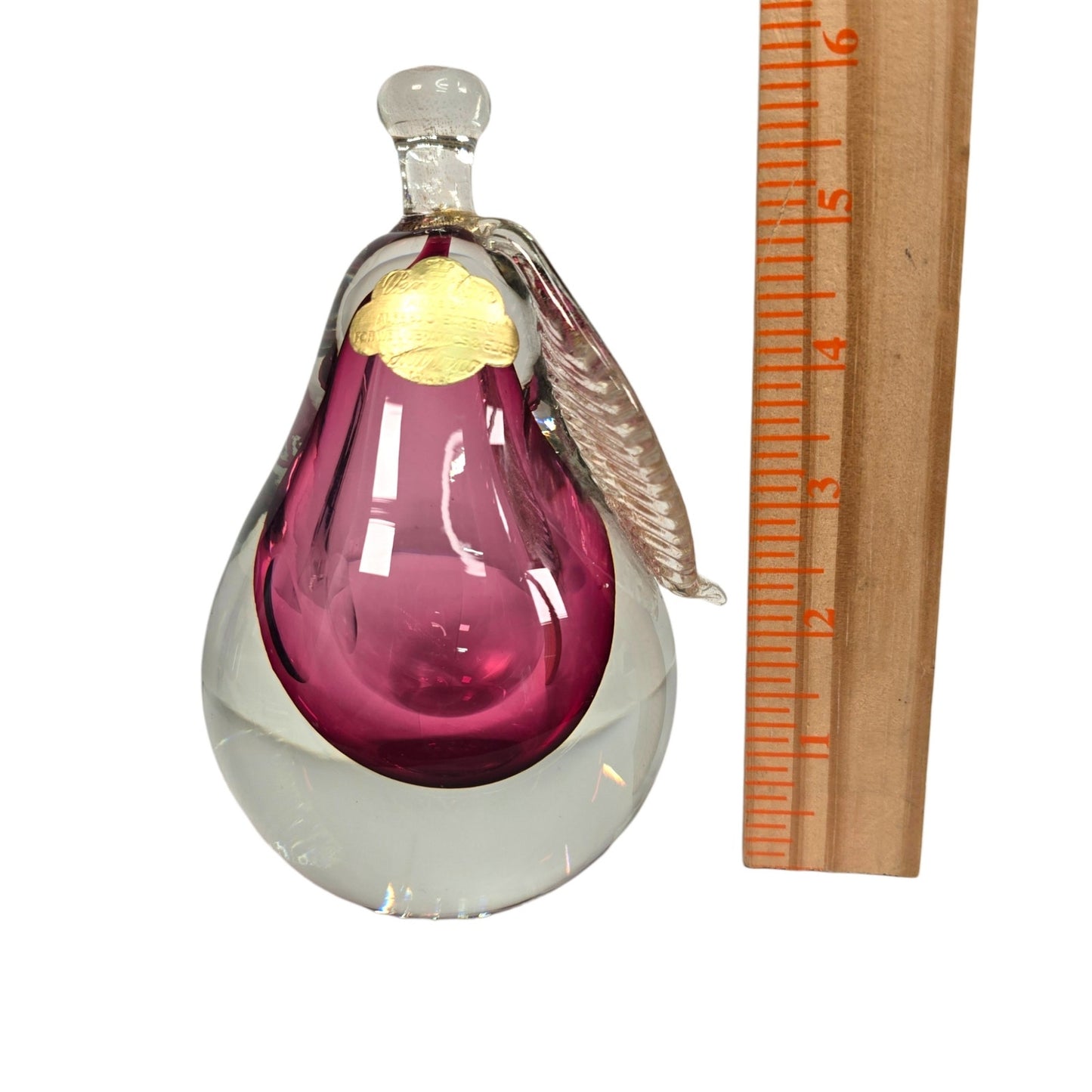 Alfredo Barbini Murano Sommerso Glass Pear Weil Ceramics Cranberry Adventurine