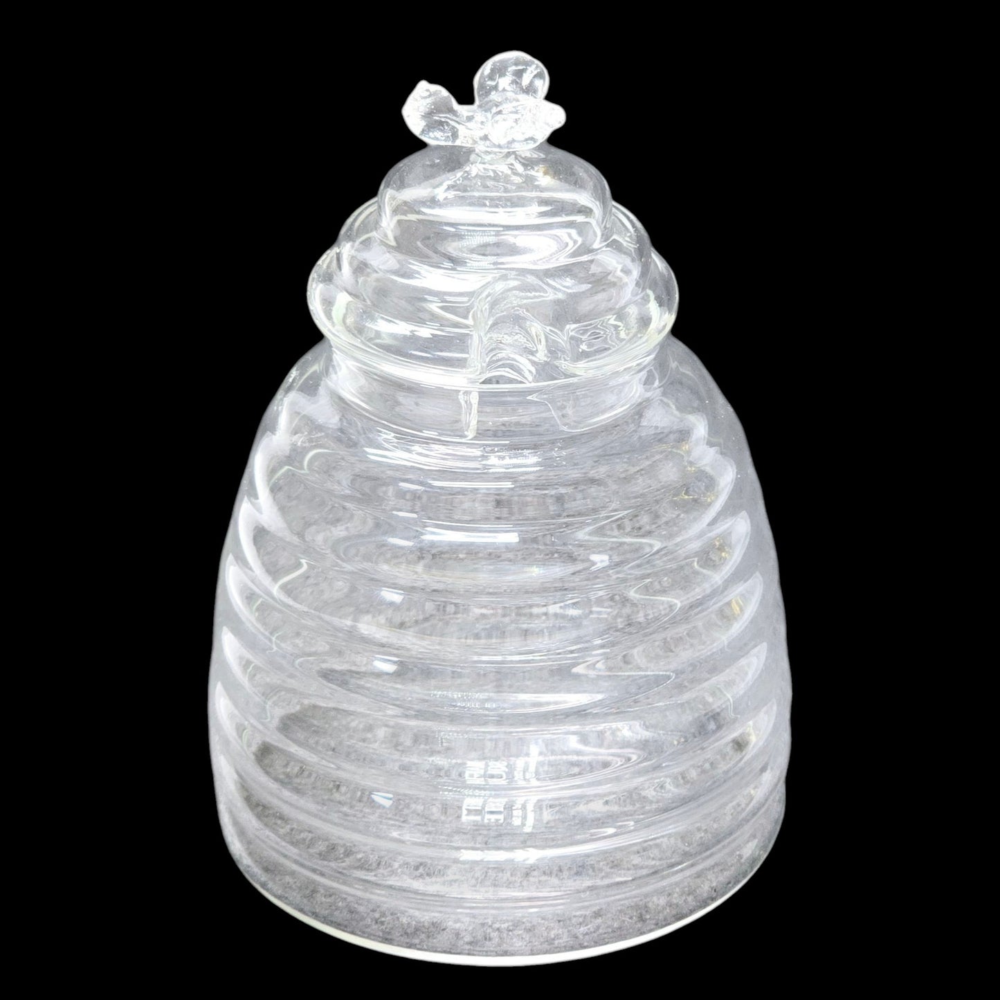 Market Square Clear Glass Honey Jar with Glass Bee Finial