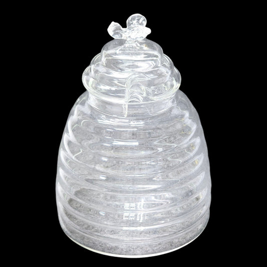 Market Square Clear Glass Honey Jar with Glass Bee Finial