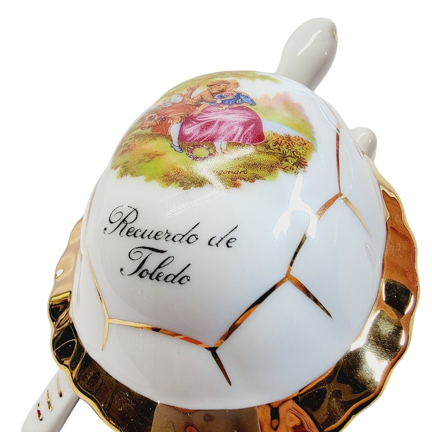 Elizabeth Arden Turtle Trinket Dish, Courting Couple, Lidded, Recuerdo de Toledo