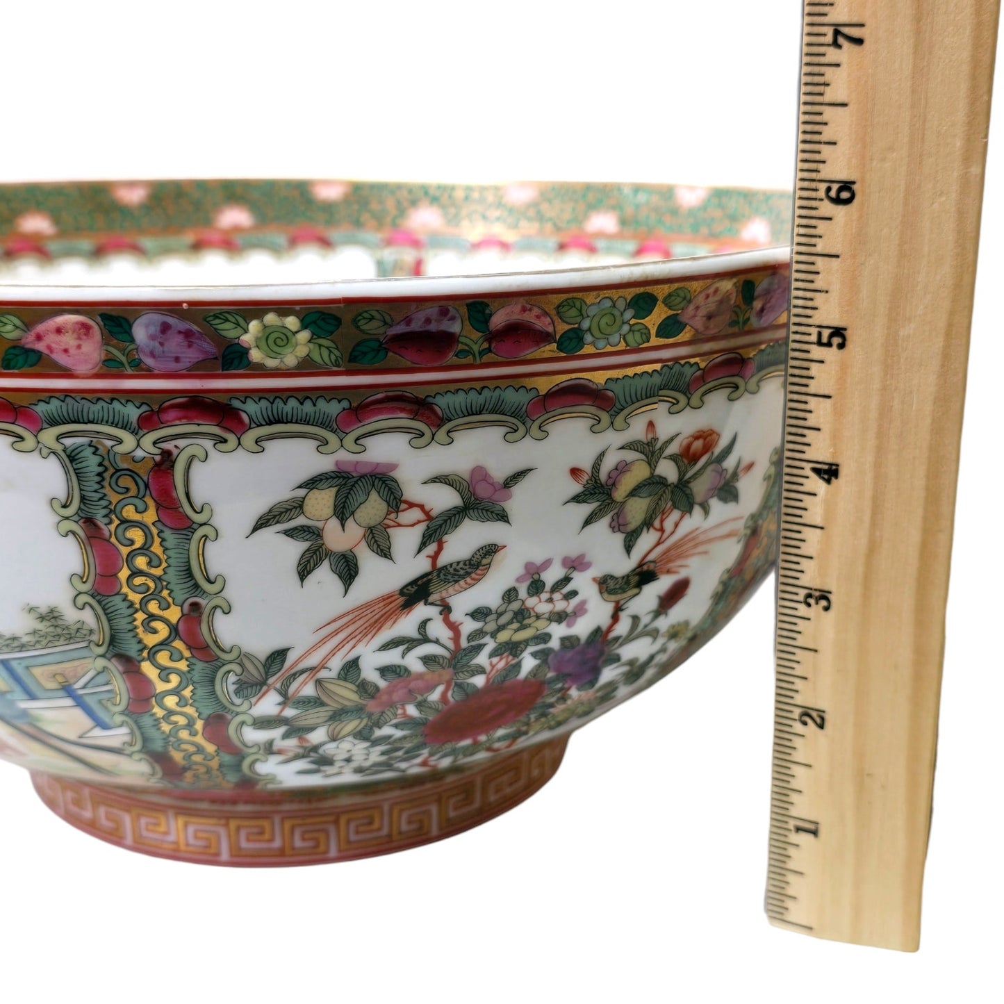 Chinese Famille Rose Medallion Large Decorative Bowl Figural Porcelain 12"
