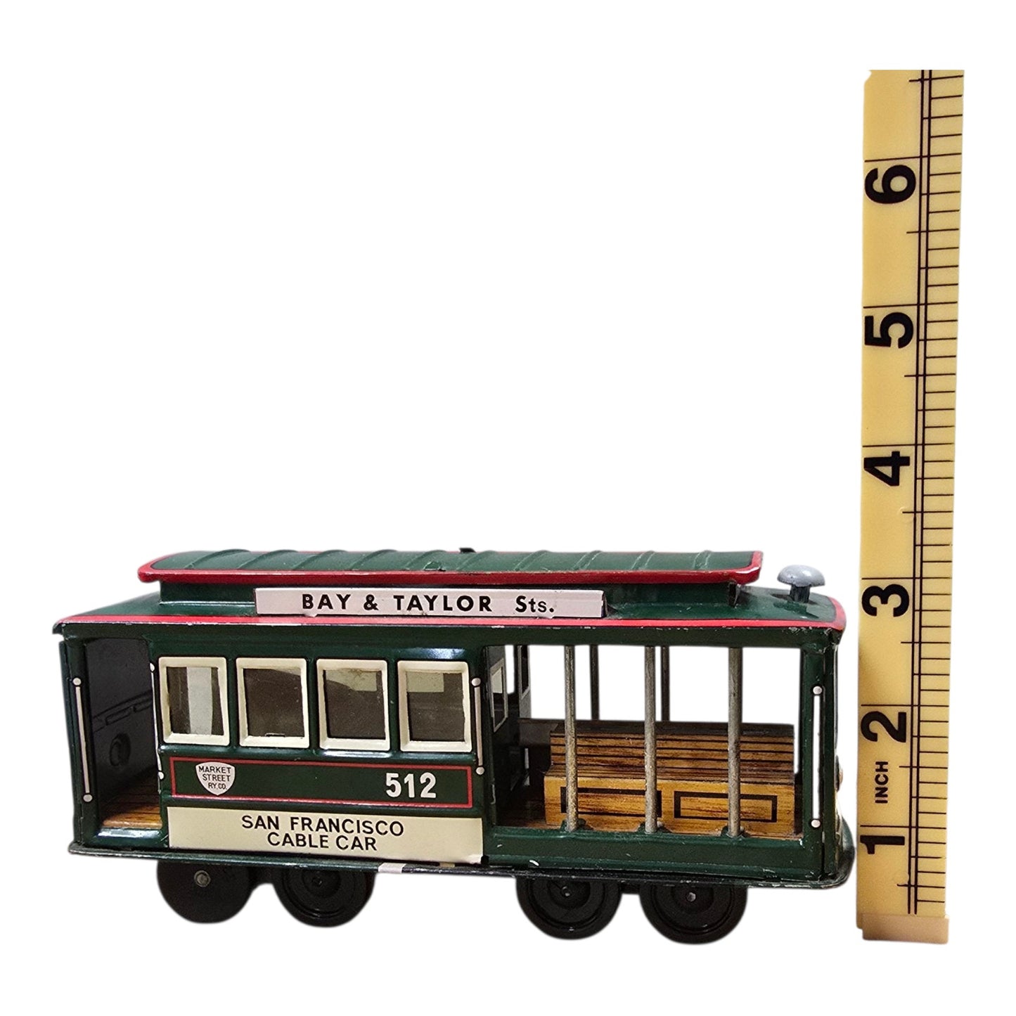 Vtg Tin Litho San Francisco Cable Car 512 Toy Japan Friction Bell