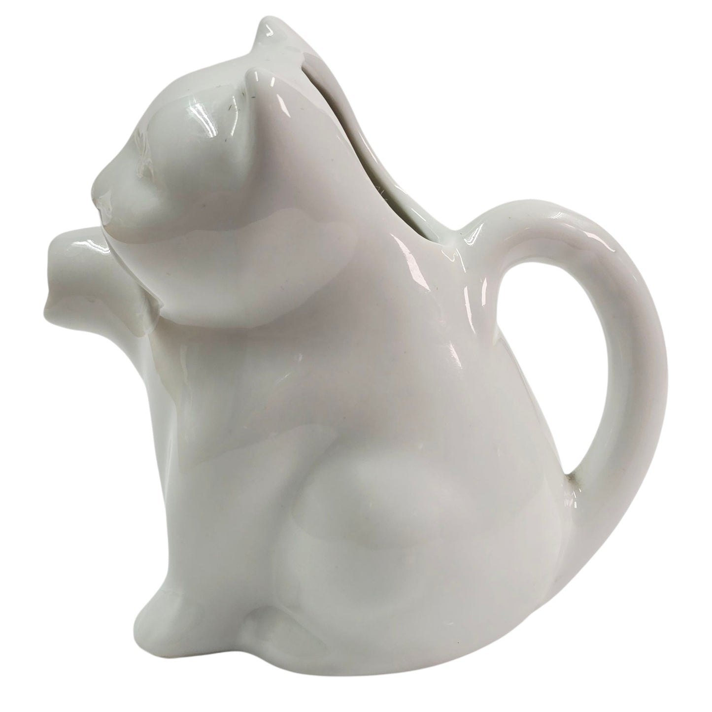 Tiny Kitty Cat Creamer White Porcelain Cat Creamer Mini Pitcher