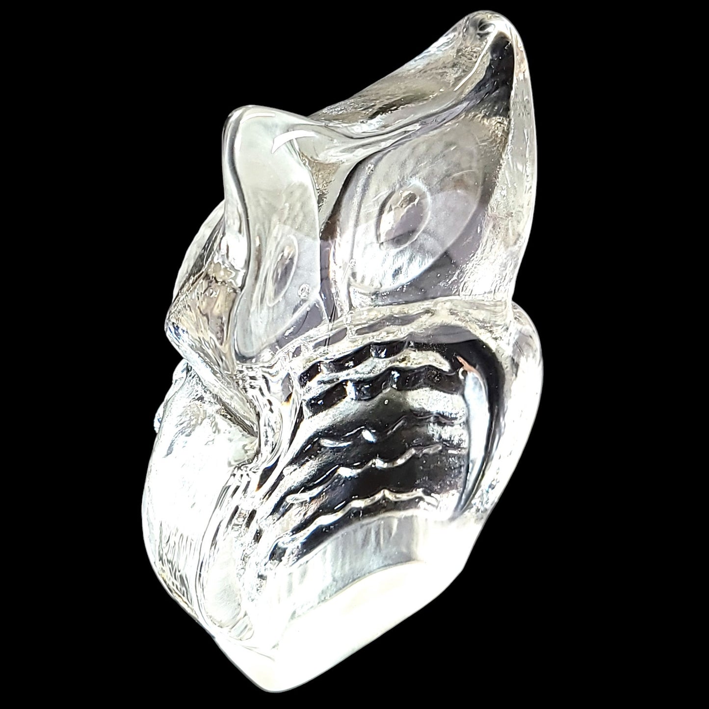 6" Vintage Clear Viking Glass Owl Bookend Paperweight