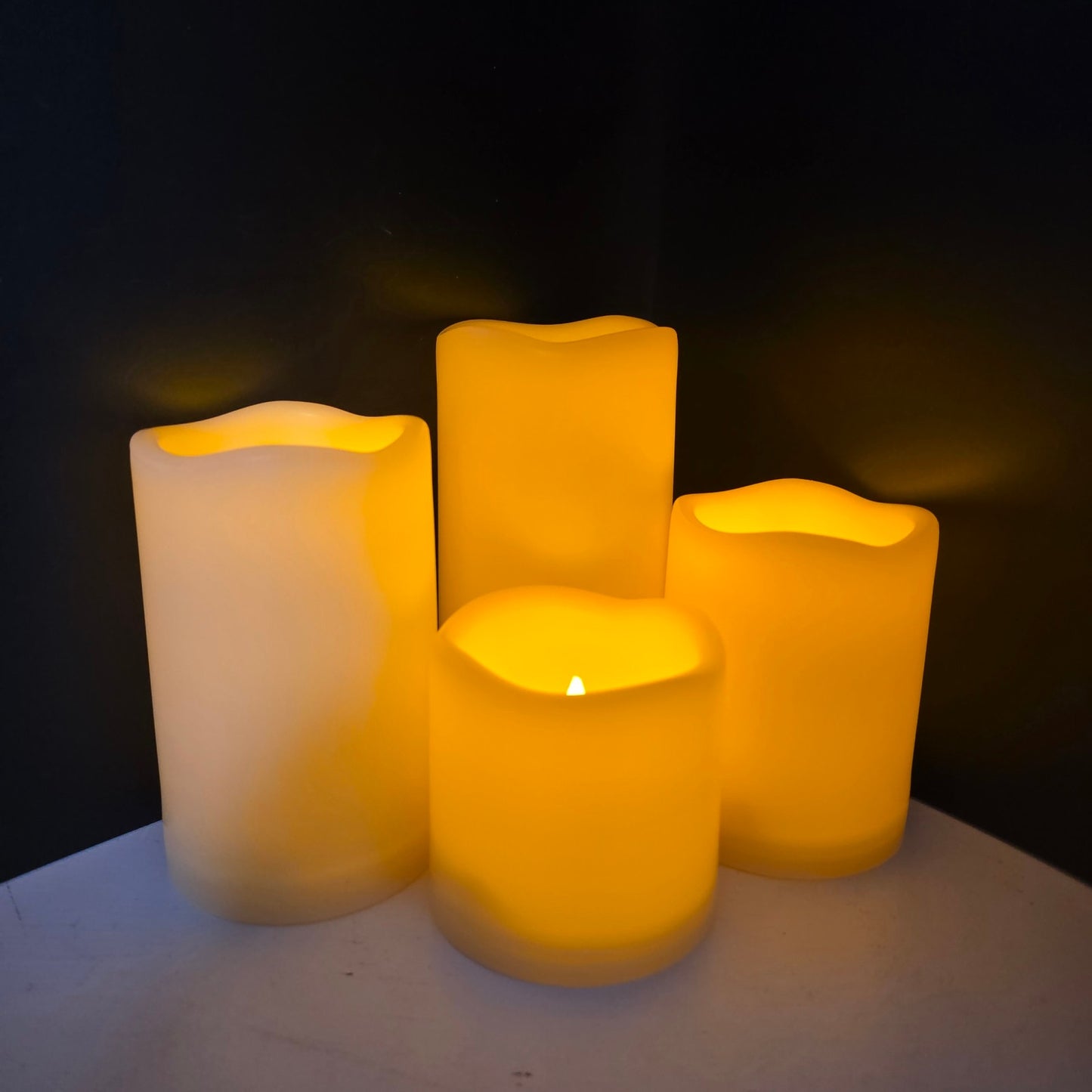 Flameless LED Candles Indoor Outdoor Plastic, Battery-Operated, Set of 4 Pillar