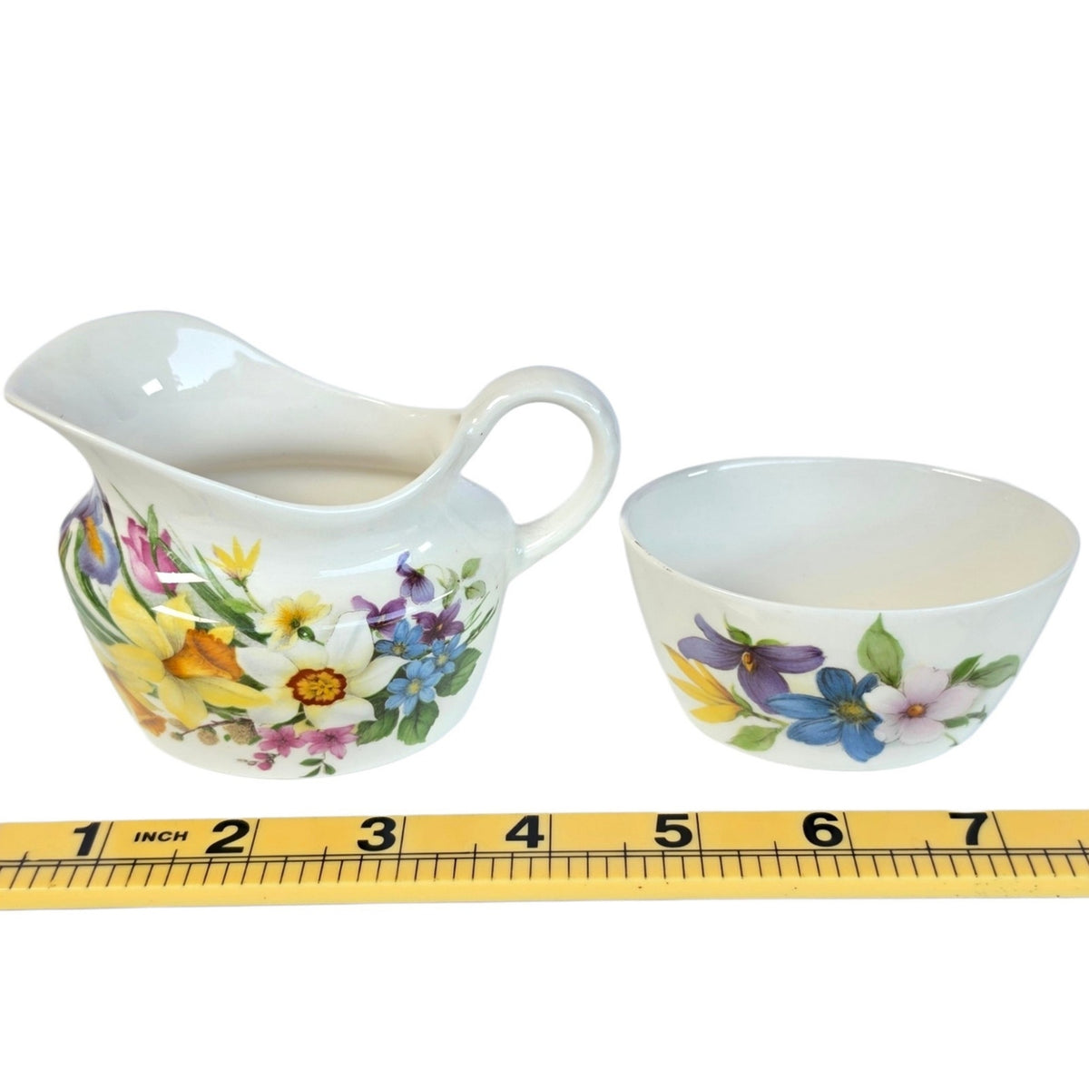 Vintage St George England Creamer & Sugar Bowl Fine Bone China Floral