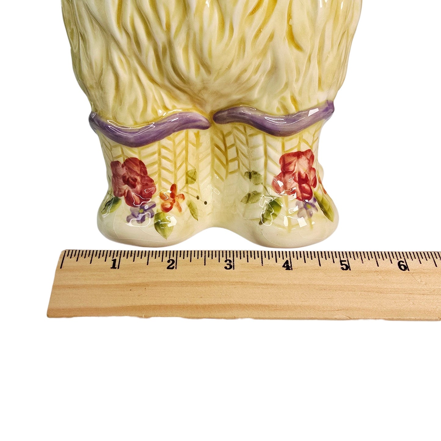 Block Puss 'n Boots Ceramic Cat Cookie Jar Floral Adorable Cat