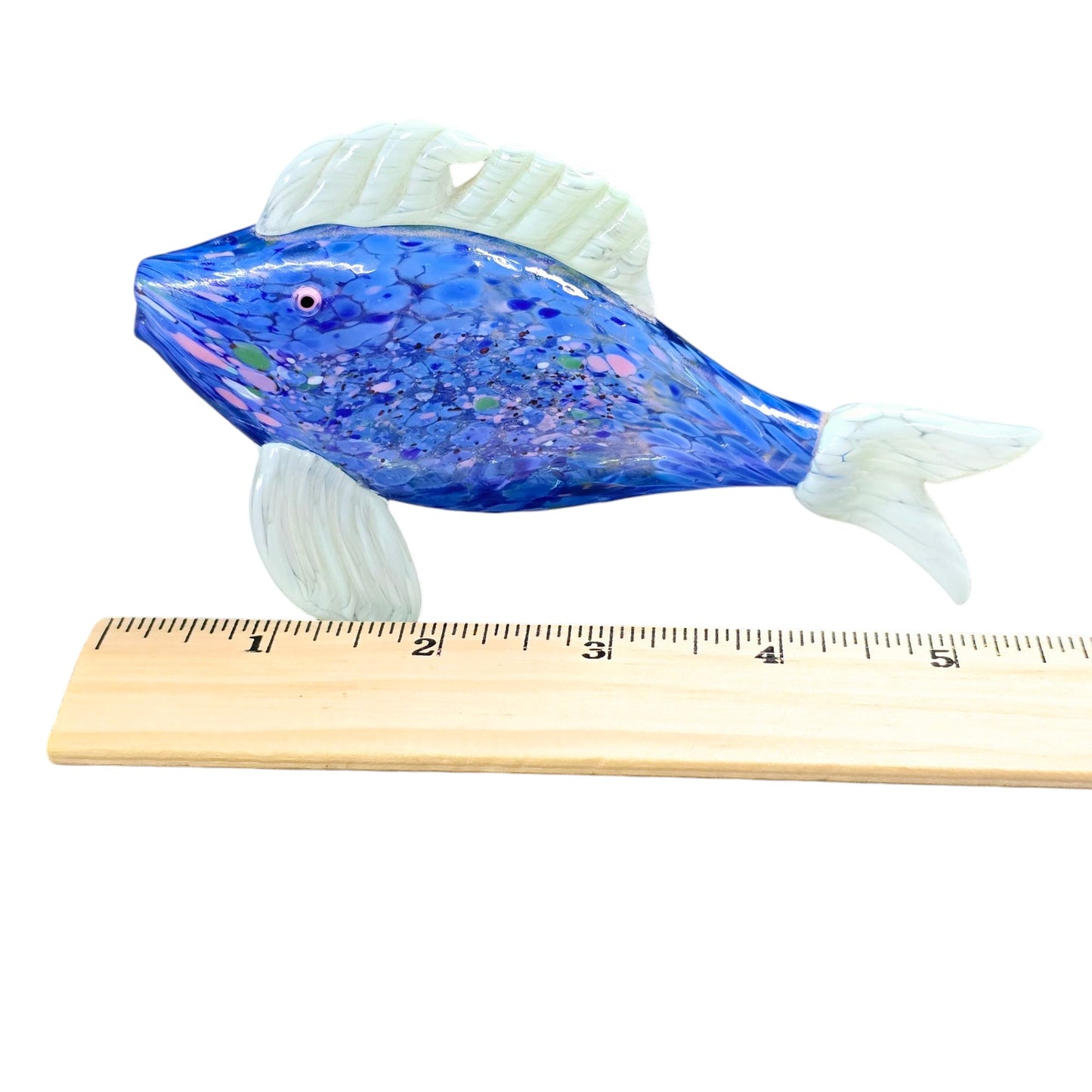 Gorgeous Blue Thames Art Glass Fish Hand Blown Fish Ornament Figurine Signed FLAW