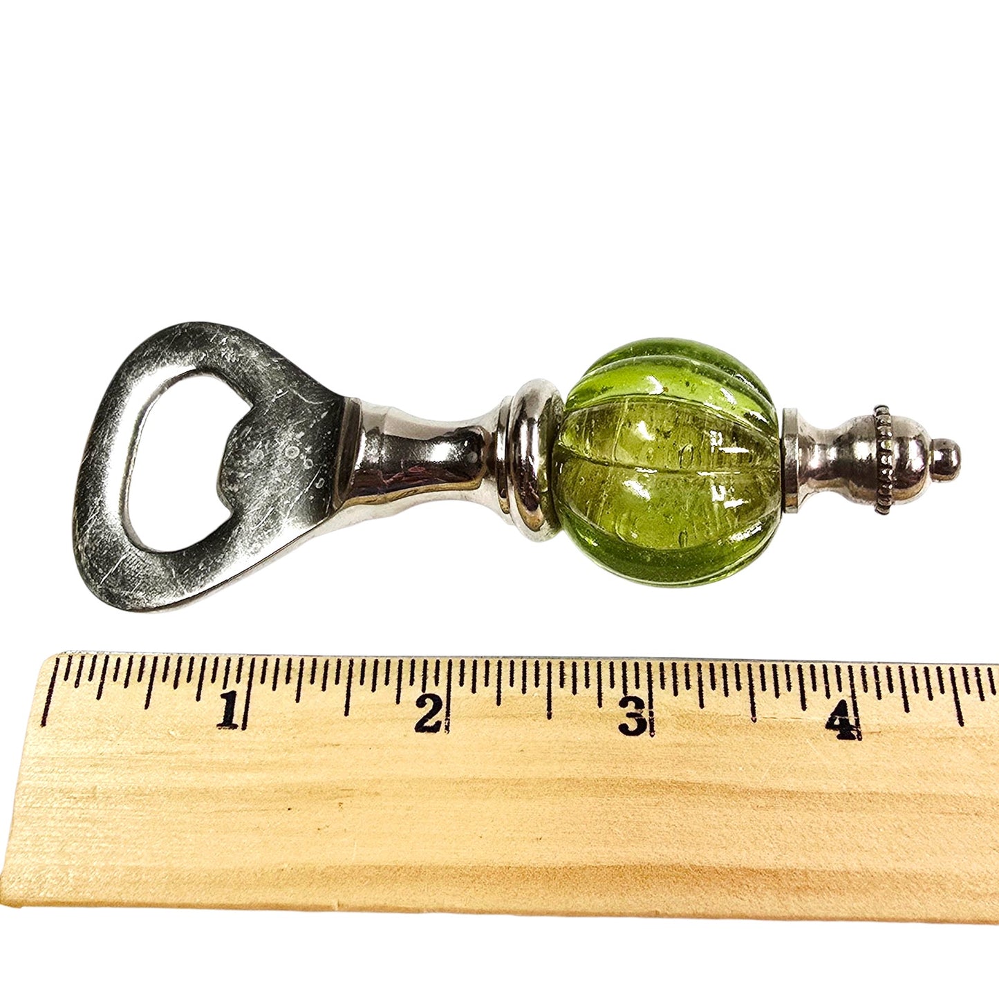 Vintage Green Melon Glass Bottle Opener, Uranium Glow