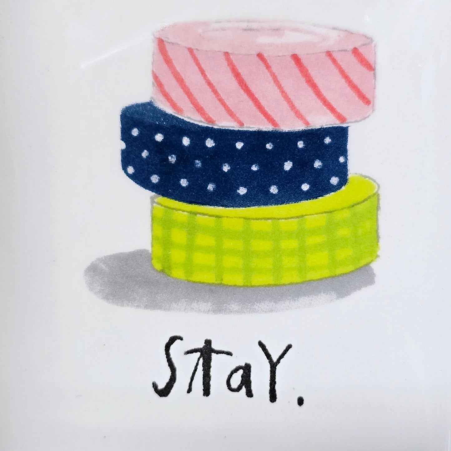 Rae Dunn Stay. Trinket Dish w/Stacked Ribbons / Tape Artisan Collection Magenta
