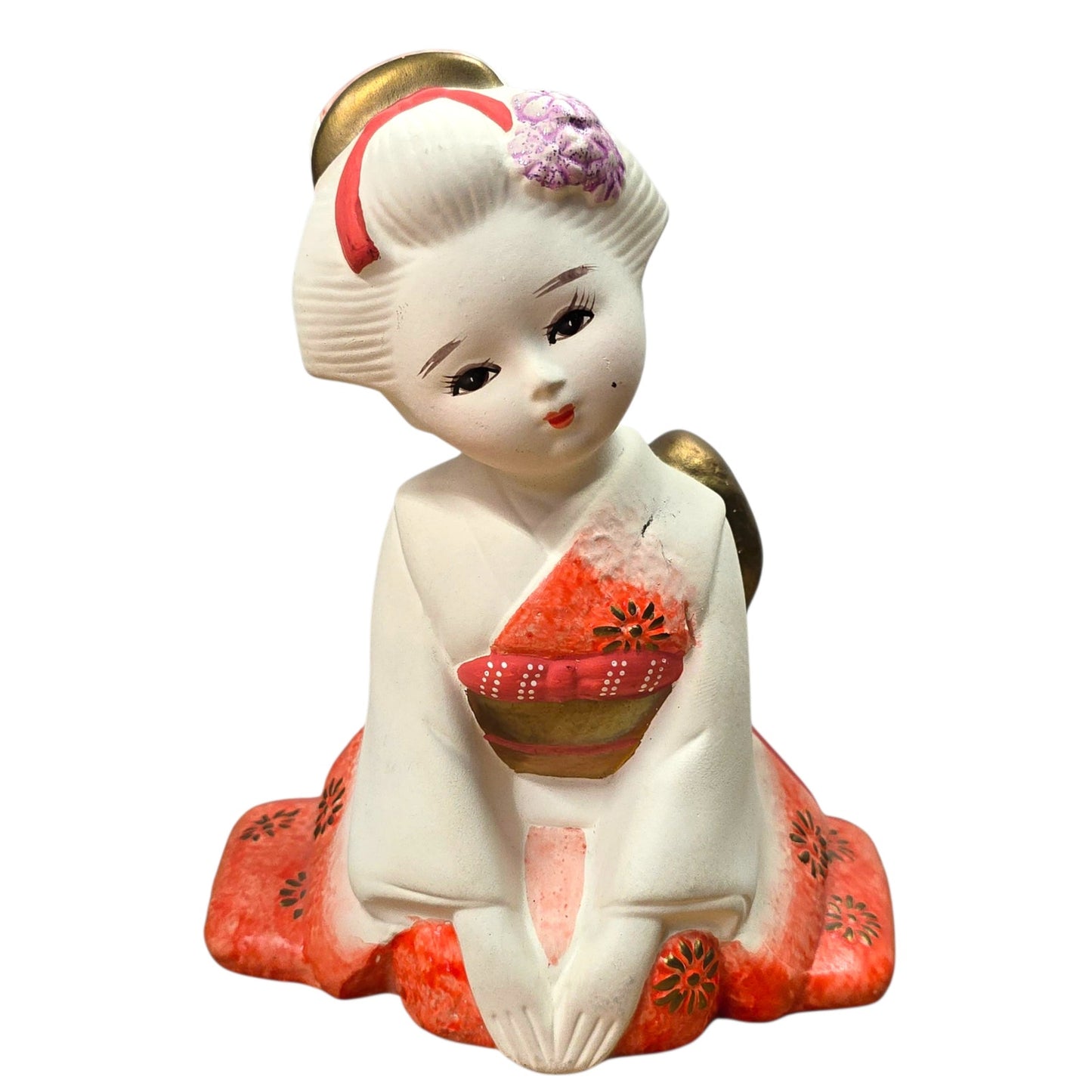 Vintage Japanese Geisha Figurines Pair Hand Painted Kimono Girls Made in Japan