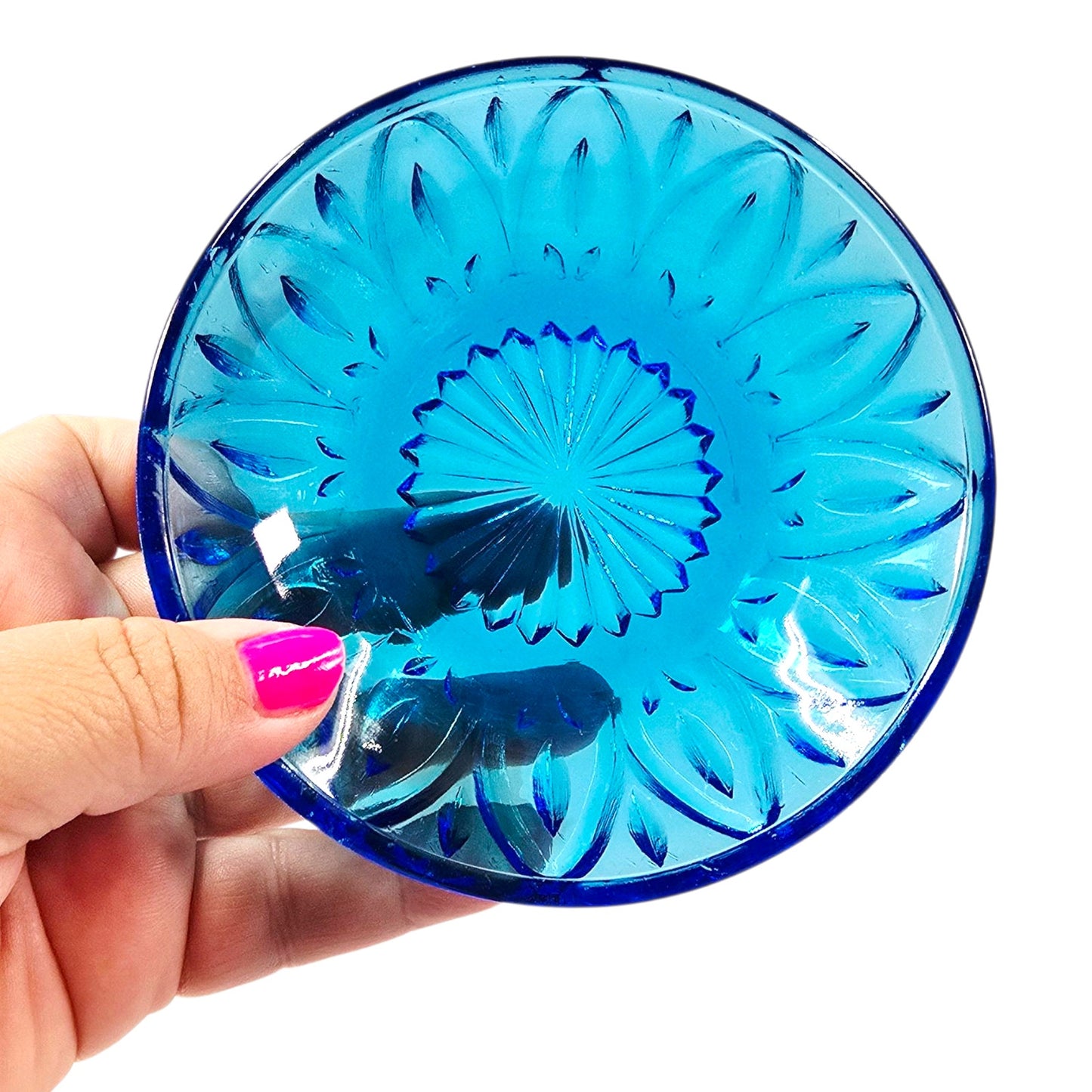 Set of 2 Vintage Hazel Atlas Cobalt Blue Glass Bowls 5” Trinket Dishes Glows
