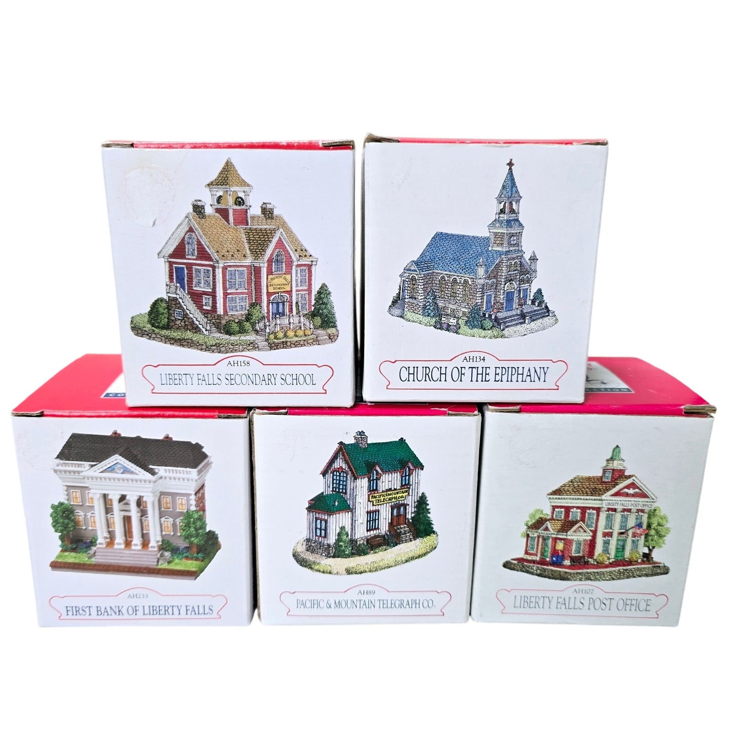 Lot of 5 Liberty Falls Americana Collection Community Buildings Christmas Village