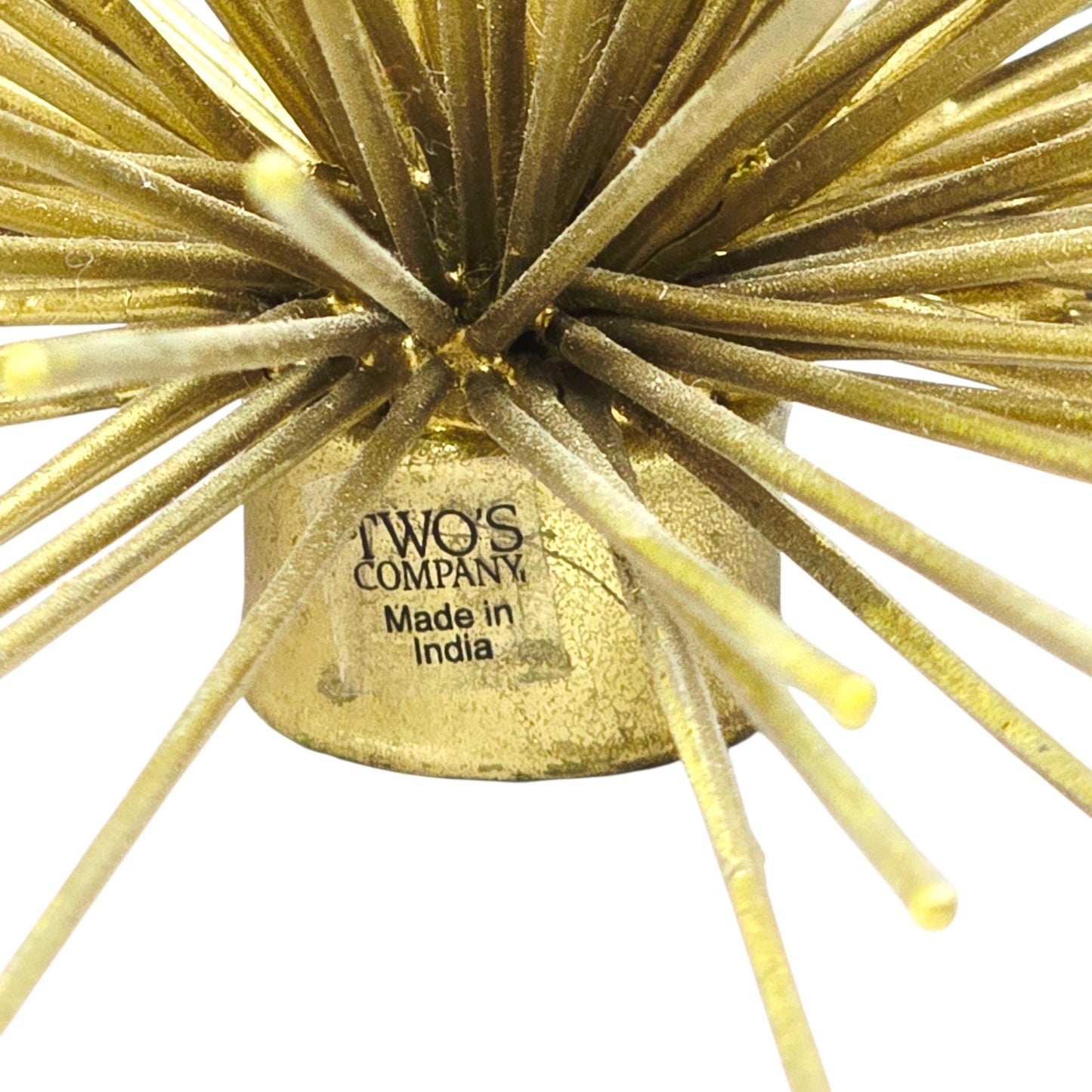 Two's Company Atomic Starburst Wall Art Set of 2 MCM Style Gold Urchin Brass