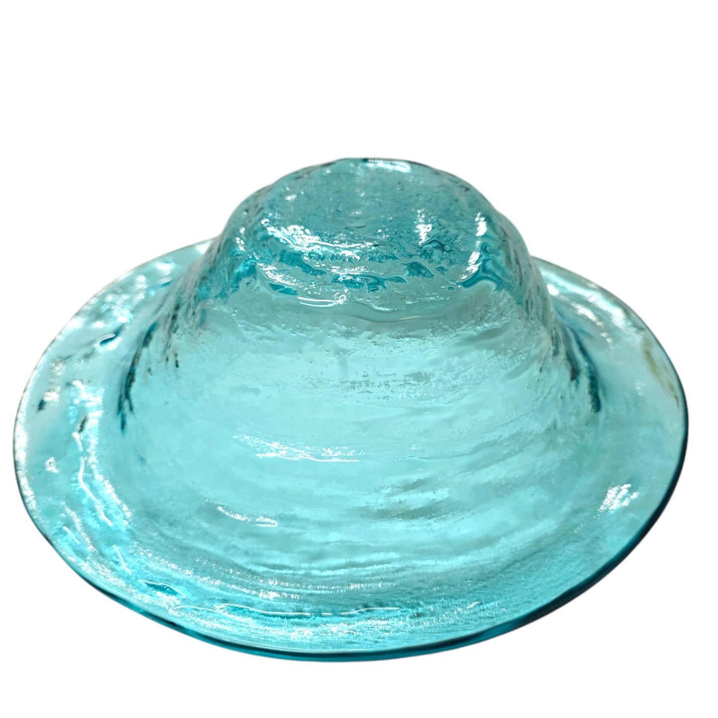 Annieglass Oval Platter, Leaf Dish Handcrafted Artisan Glass Made in USA, Textured Ribbed Glass