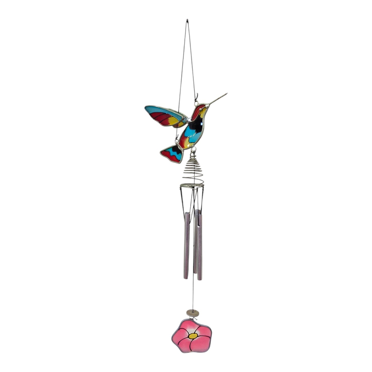 Stained Glass Hummingbird Suncatcher with Flower Bird Decor Window Hanging