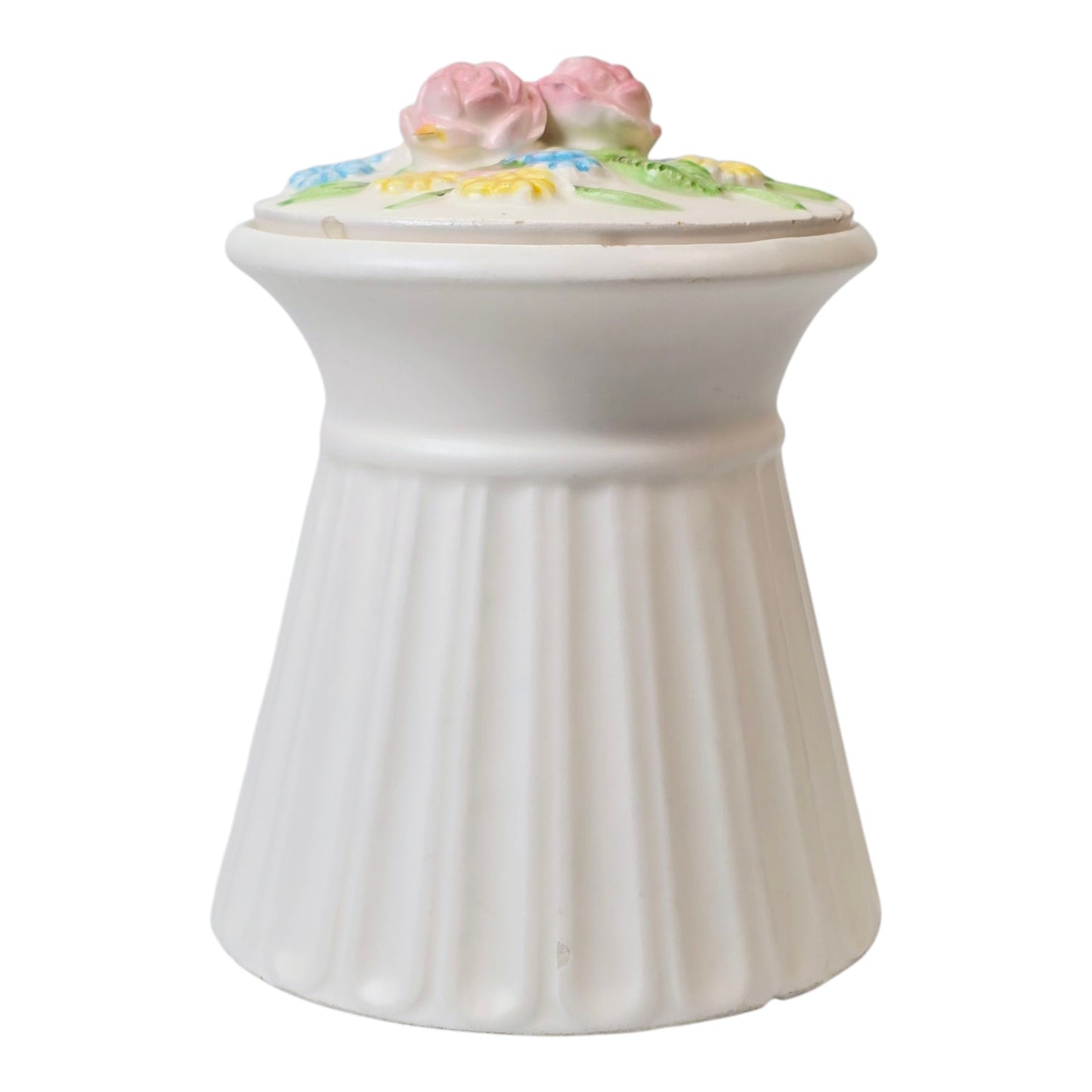 Vintage 1959 Holt Howard Spring Jar, Sugar Jar, Pink Yellow and Blue Flowers