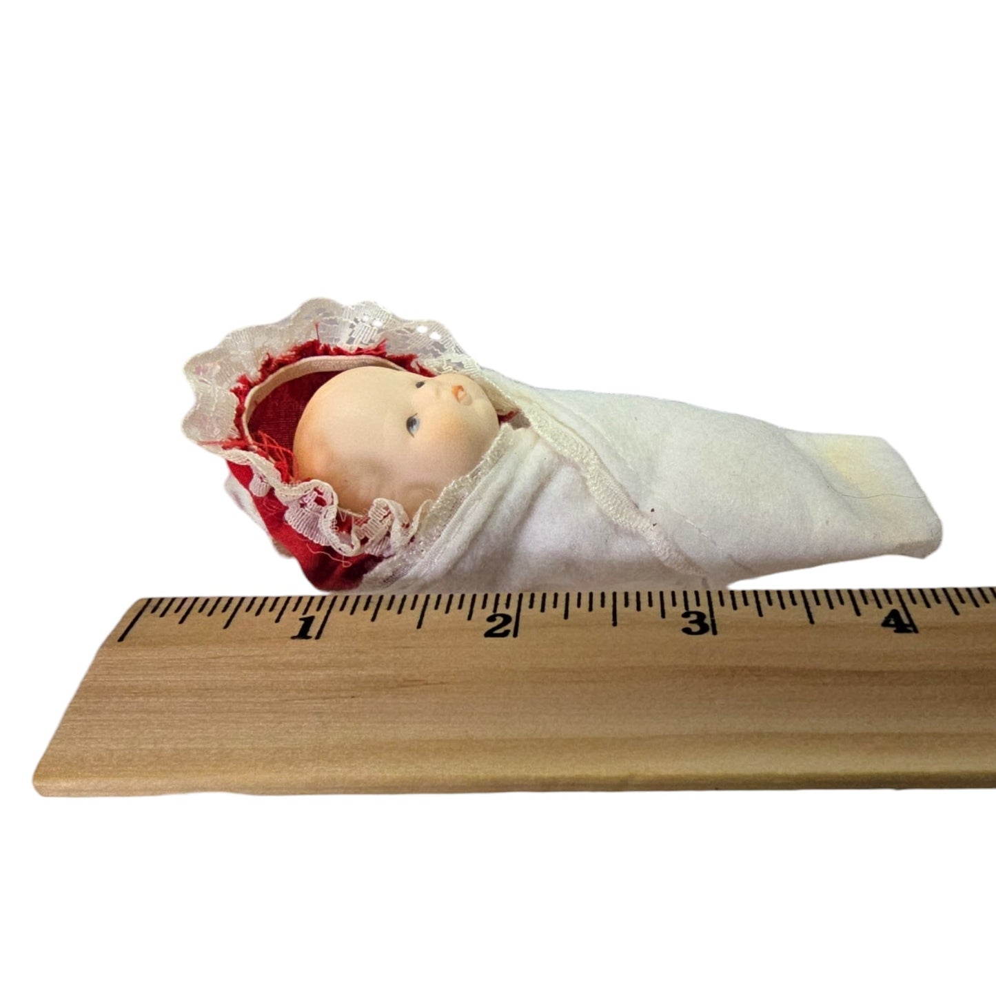 Vintage Porcelain Baby wrapped in Blanket, 4" L