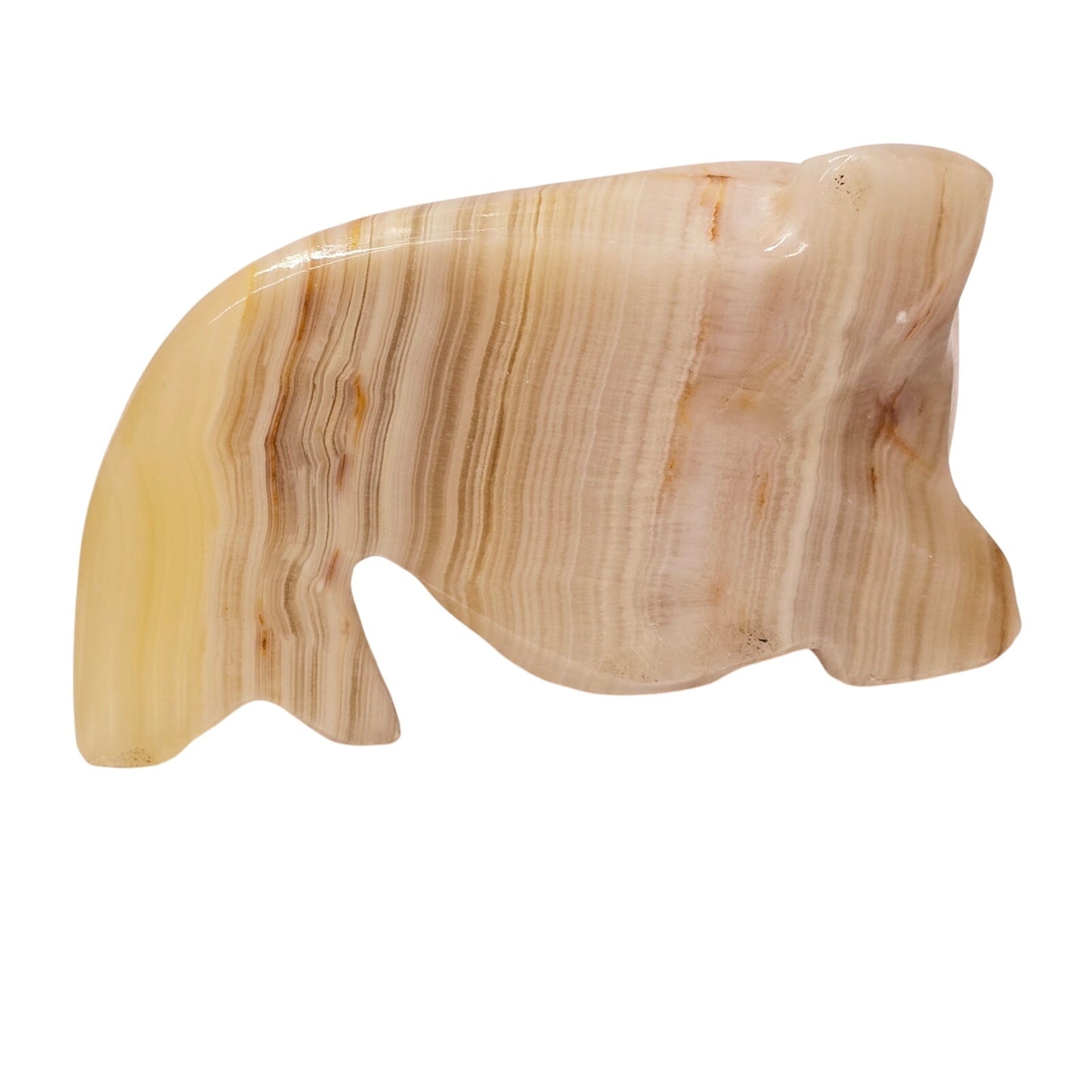 AS IS Hand Carved Onyx Seal Figurine, Vintage Sea Lion Natural Stone