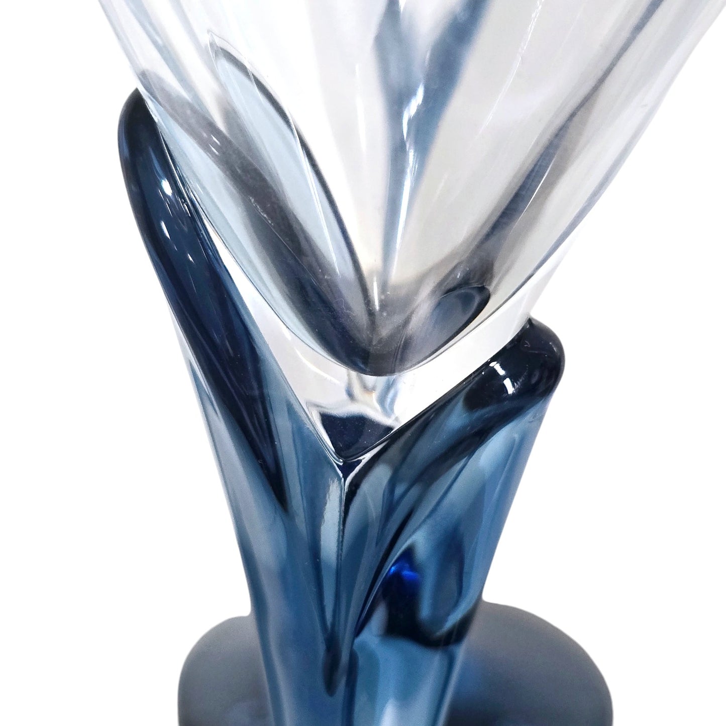 Set of 4 Bormioli Luigi Italy CV House of Courvoisier Blue Petal Crystal Stemware Cognac