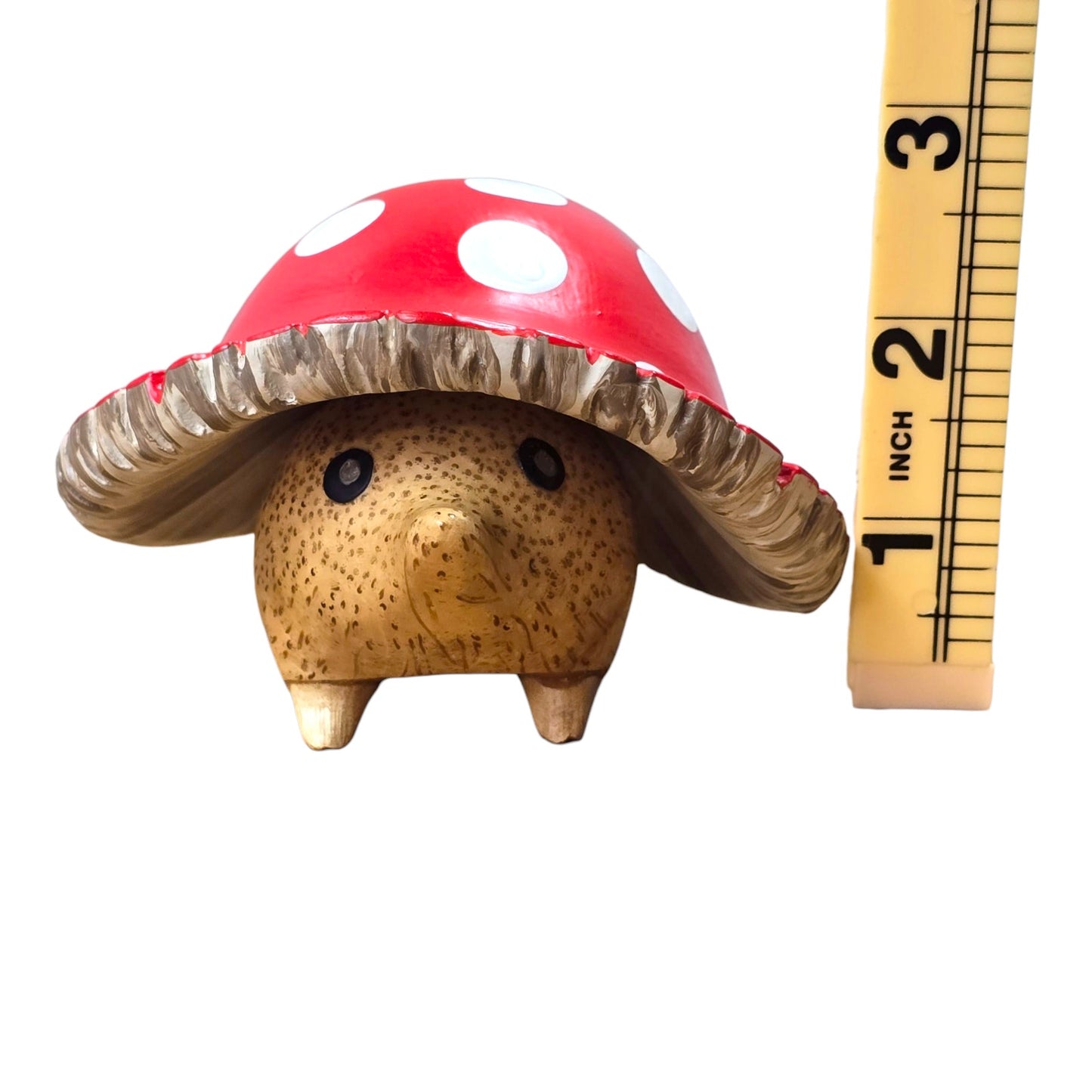 DCUK Wooden Hedgehog Mushroom Toadstool Cap Hand Carved Painted Figurine