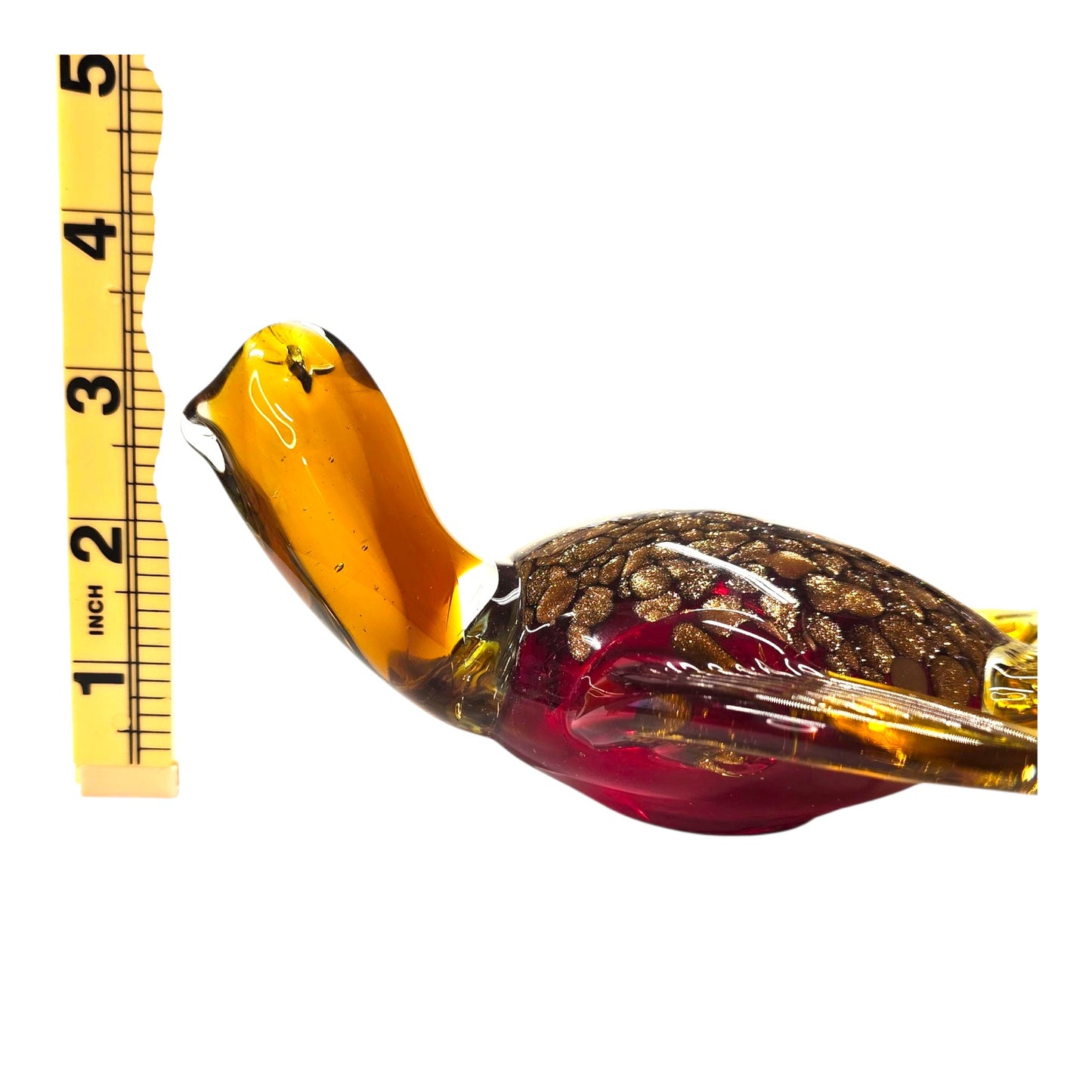 Vtg Art Glass Sea Turtle Figurine Red Amber Gold Aventurine Style 7.5"