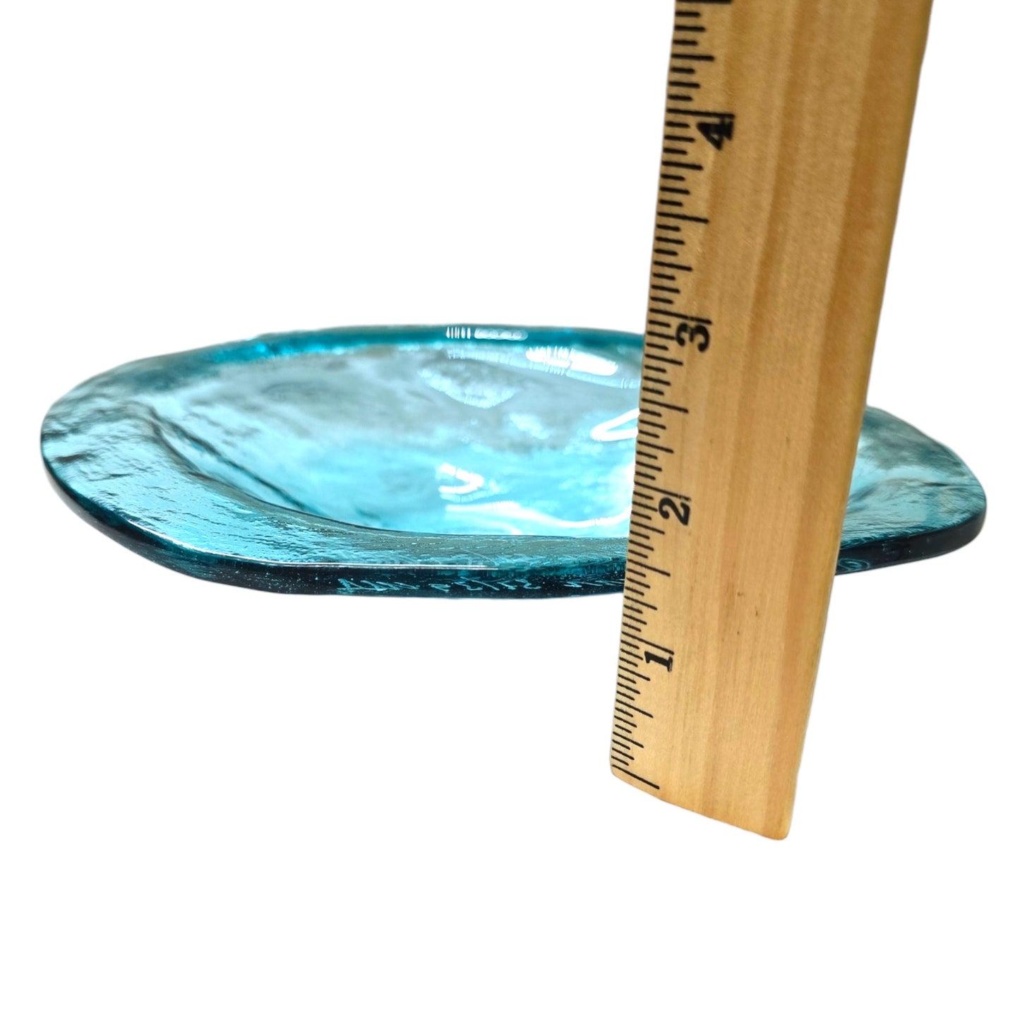 Annieglass Oval Platter, Leaf Dish Handcrafted Artisan Glass Made in USA, Textured Ribbed Glass