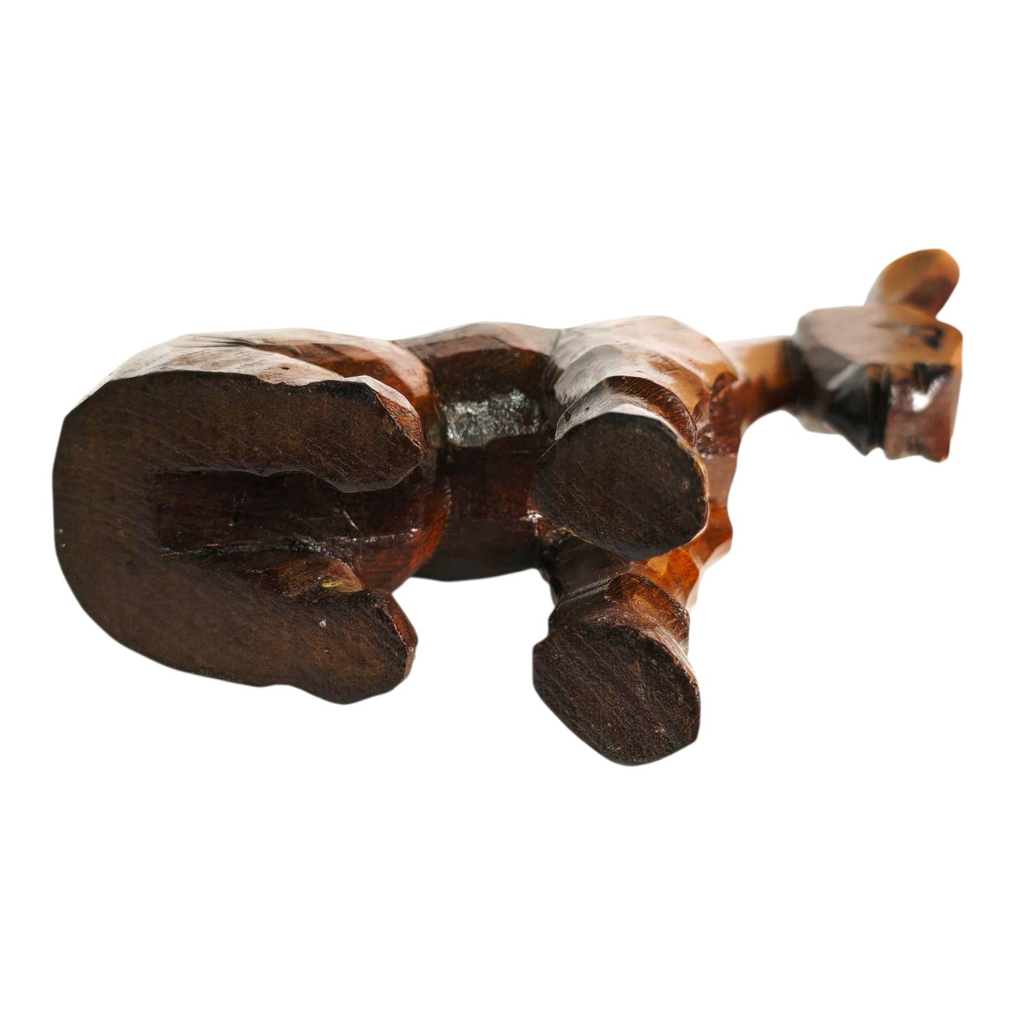 Vintage Carved Wood Donkey Figurine Lacquered Sitting Donkey Mule Burro