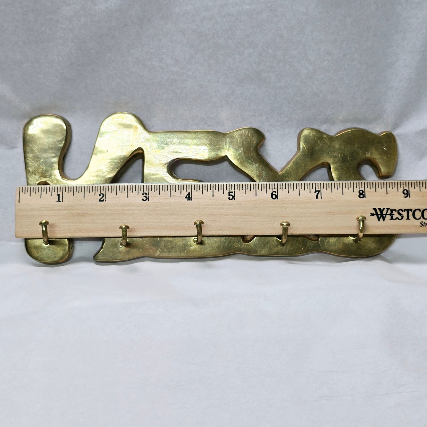 Vintage Solid Brass KEYS Key Holder with 5 Key Hooks