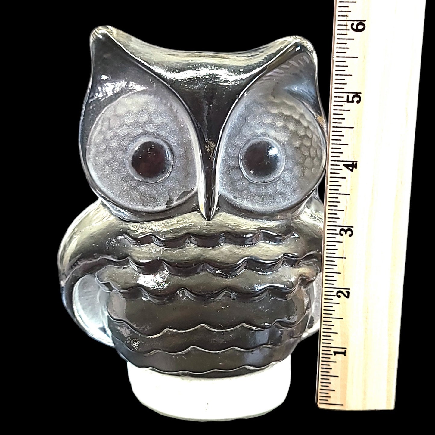 6" Vintage Clear Viking Glass Owl Bookend Paperweight