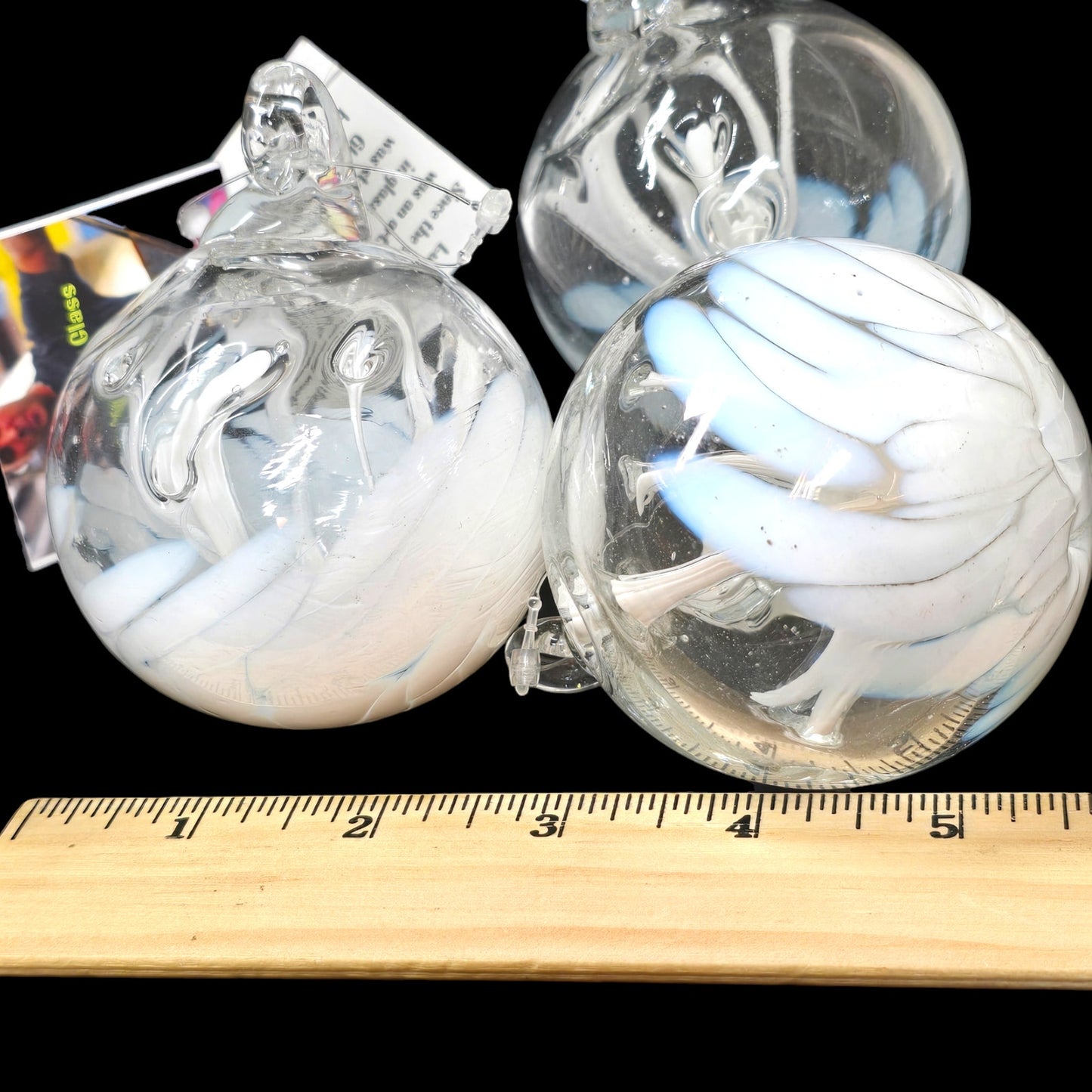 Set of 3 Luke Adams Hand-Blown "Wish" Ball Ornaments