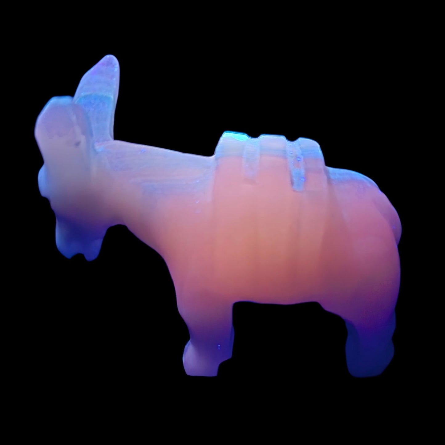 Vintage Mexican Onyx Donkey Burro Figurine UV Reactive Glow 365nm Manganocalcite