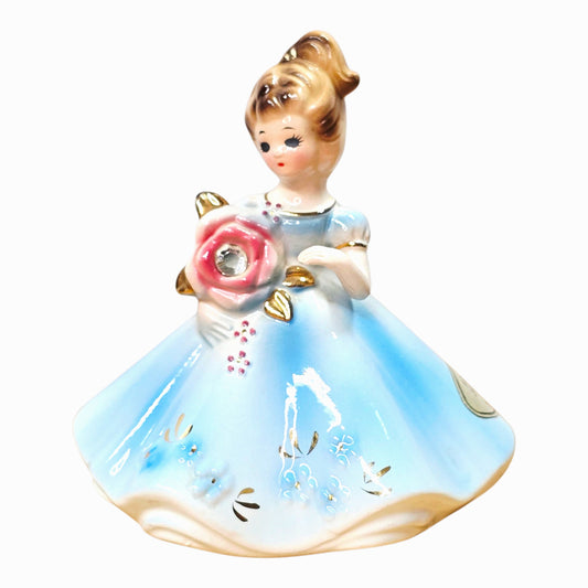Vtg Josef Originals April Diamond Girl Figurine Cottagecore Birthday Figurine