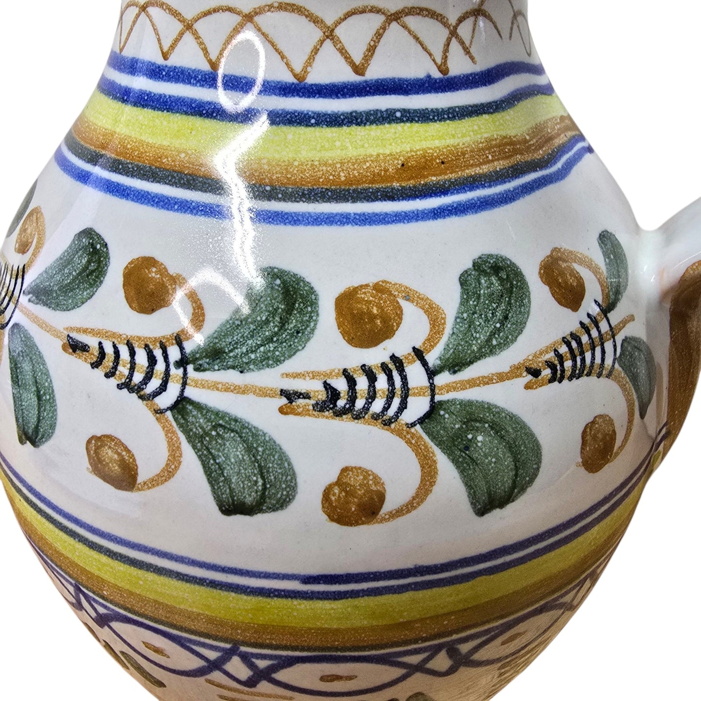 Talavera Water Pitcher Signed S Timoneda Handpainted Mediterranean Farmhouse 8"