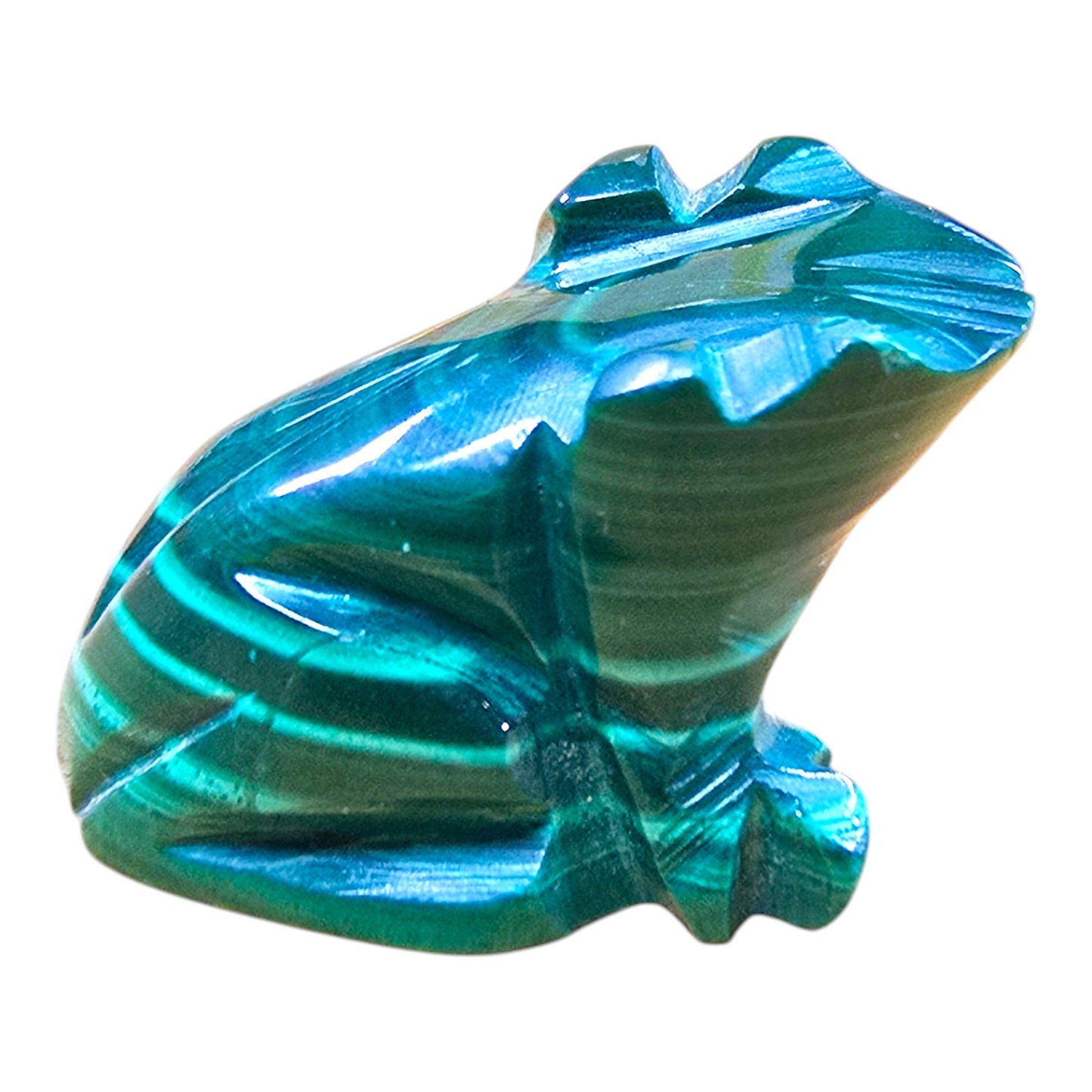 Vintage Tiny Malachite Frog Figurine FLAW, See details