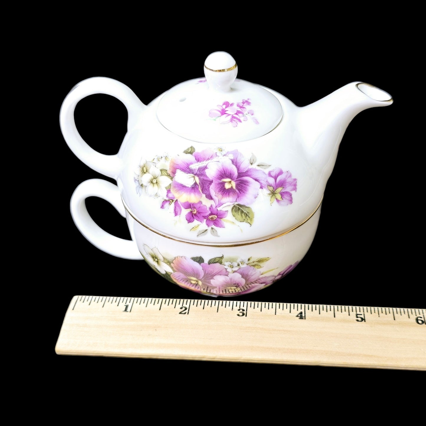 Vintage Dunn & Bennett England Tea-for-One, Stackable Teacup and Teapot DJB England