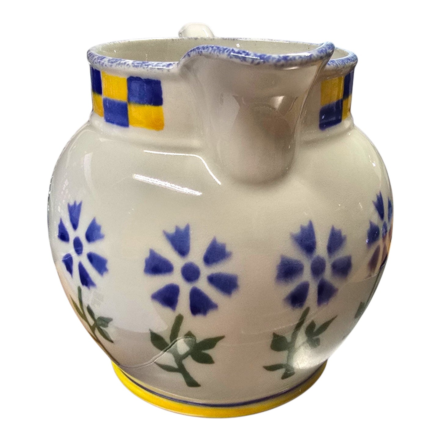 Vtg Laura Ashley Annabel Pitcher 32oz Hand Decorated England Farmhouse Chic Grandmillennial Decor Yellow Blue