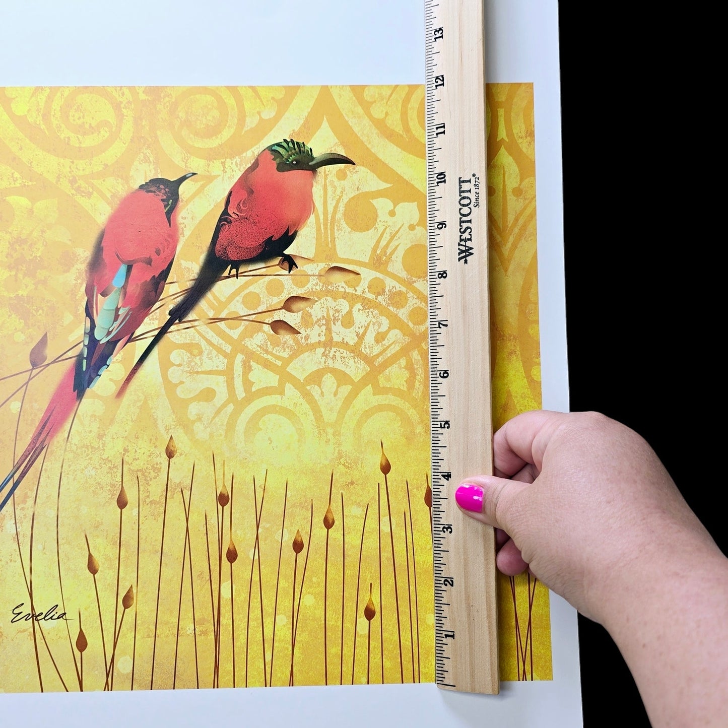 Set of 2 Wren Bird Art Prints Wren on Yellow I & II 2015 Evelia Designs