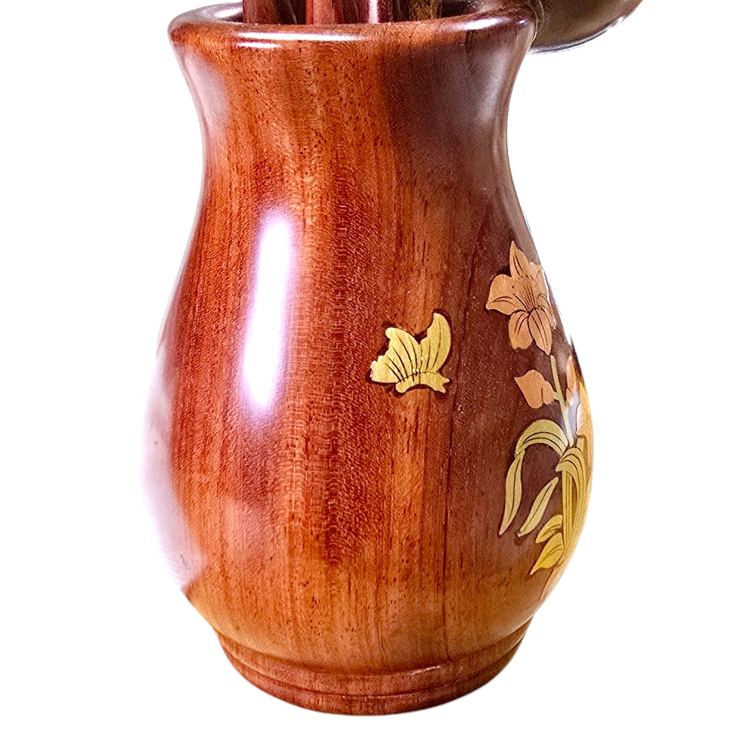 Gongfu Tea Wooden Tea Utensil Set with Brass and Copper Inlay