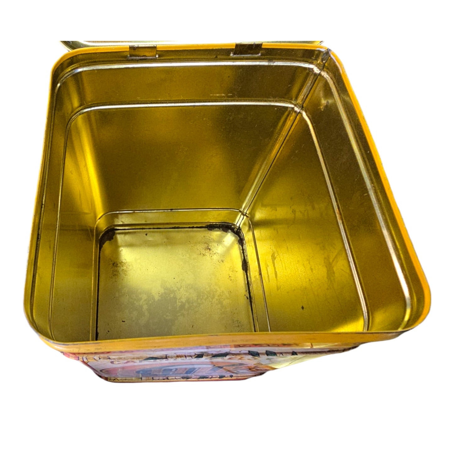 4 pc Vintage Nesting Tin Cannisters, Carmichael's Chips, Hague's Pretzels, Radford's Roasted Nuts and Radford's Spice Jar