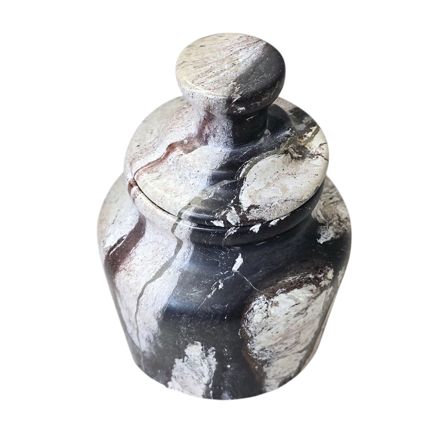 Small Decorative Marble Jar with Lid, Lidded Solid Marble Jar Trinket
