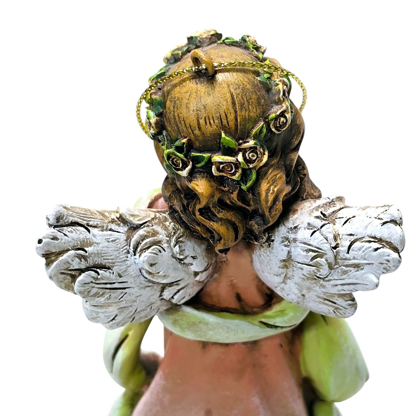 Vintage Napco Little Girl Angel Ornament, Hand-Painted Resin