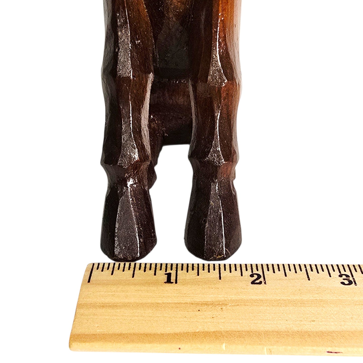 Vintage Carved Wood Donkey Figurine Lacquered Sitting Donkey Mule Burro