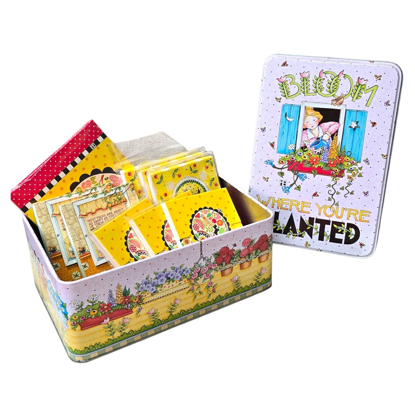 Mary Engelbreit Notepad LOT In ME Tin Box All New Giftable